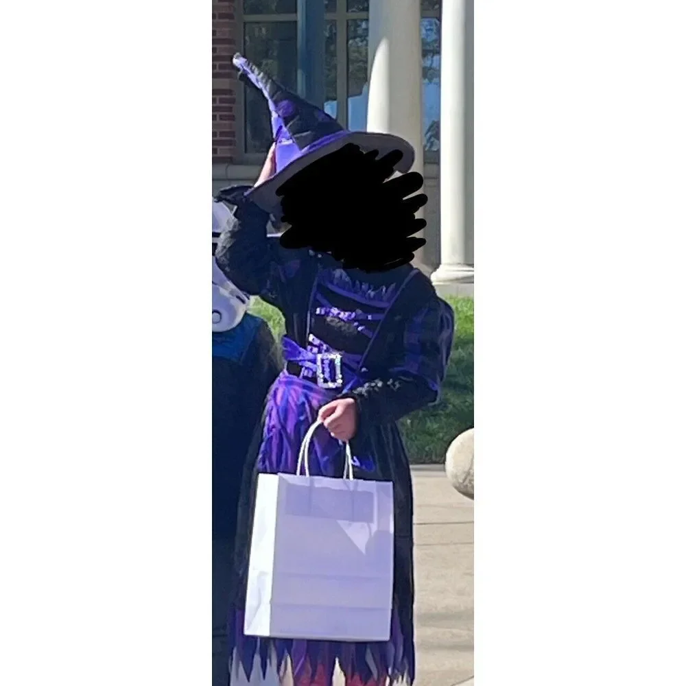Spooktacular Creations Purple Witch Long Sleeve Dress‎ & Hat Child Size Small